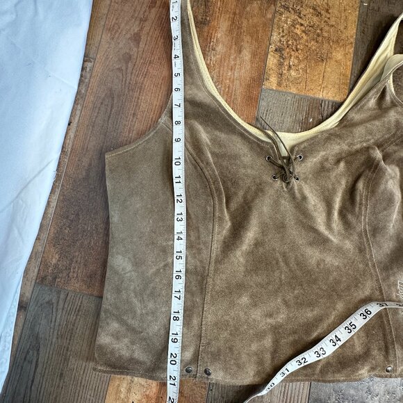 VTG HARLEY DAVIDSON SUEDE LEATHER RIDING CORSET VEST TOP SIZE 42/14 - Picture 3 of 11